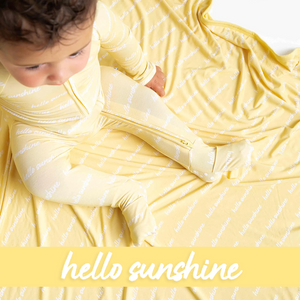 Baby Kids Bamboo Pajamas — Hello Sunshine Bum Bum Blanket — Image 1