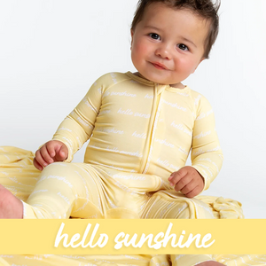 Baby Kids Bamboo Pajamas — Hello Sunshine Convertible Romper — Image 1