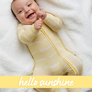 Baby Kids Bamboo Pajamas — Hello Sunshine Footie — Image 1