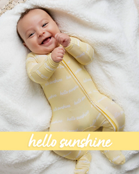 Baby Kids Bamboo Pajamas — Hello Sunshine Footie — Image 1