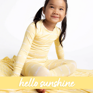 Baby Kids Bamboo Pajamas — Hello Sunshine Long Sleeve Pajama Set — Image 1