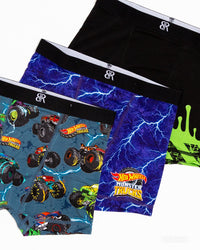Baby Kids Bamboo Pajamas — Hot Wheels™ Monster Trucks 3-Pack Boy's Boxer Brief Underwear — Image 1