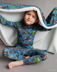 Baby Kids Bamboo Pajamas — Hot Wheels™ Monster Trucks Bum Bum Blanket - Plush — Image 1