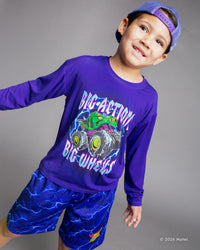 Baby Kids Bamboo Pajamas — Hot Wheels™ Monster Trucks Skelesaurus Long Sleeve Shirt — Image 1