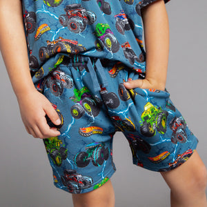 Baby Kids Bamboo Pajamas — Hot Wheels™ Monster Trucks Pull-On Shorts — Image 1