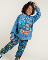 Baby Kids Bamboo Pajamas — Hot Wheels™ Monster Trucks Relaxed Fit Jogger Set — Image 1
