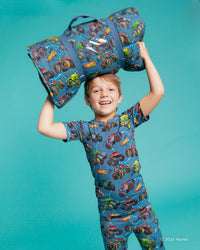 Baby Kids Bamboo Pajamas — Hot Wheels™ Monster Trucks Short Sleeve Pajama Set — Image 1