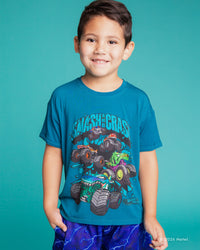 Baby Kids Bamboo Pajamas — Hot Wheels™ Monster Trucks Smash T-Shirt — Image 1