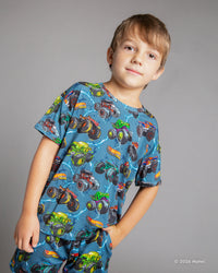 Baby Kids Bamboo Pajamas — Hot Wheels™ Monster Trucks T-Shirt — Image 1