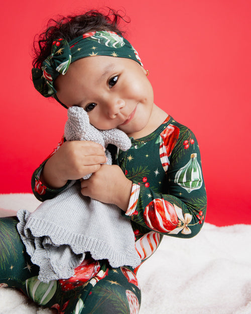 Baby Kids Bamboo Pajamas — Hung Up On Christmas Convertible Romper — Image 9
