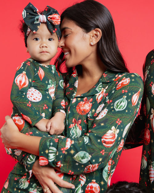 Baby Kids Bamboo Pajamas — Hung Up On Christmas Convertible Romper — Image 11