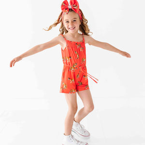 Baby Kids Bamboo Pajamas — Go Get 'Em Tiger Girls Short Romper — Image 1