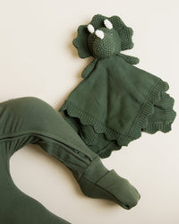 Baby Kids Bamboo Pajamas — Sage the Day + Knitted Dinosaur Lovey Essential Bundle — Image 6