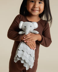 Baby Kids Bamboo Pajamas — Plum Pickin’ + Knitted Elephant Lovey Essential Bundle — Image 5