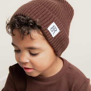 Baby Kids Bamboo Pajamas — Mocha Me Happy Kid's Beanie — Image 1