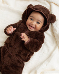 Baby Kids Bamboo Pajamas — Cream Puff + Mocha Me Happy Zip-Up Jogger Set With Ears Bundle — Image 2