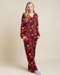 Baby Kids Bamboo Pajamas — Mourning Glory Women's Long Sleeve Collar Shirt & Pants Pajama Set — Image 1