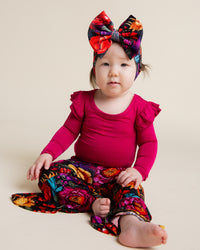 Baby Kids Bamboo Pajamas — Mourning Glory Long Sleeve Bodysuit & Bell Bottoms Set — Image 1