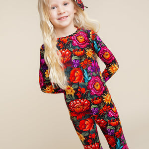 Baby Kids Bamboo Pajamas — Mourning Glory Long Sleeve Pajama Set — Image 1