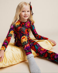 Baby Kids Bamboo Pajamas — Mourning Glory Long Sleeve Pajama Set — Image 1