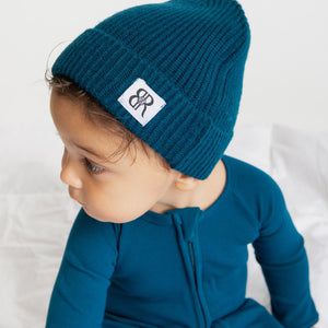 Baby Kids Bamboo Pajamas — Navy or Not Kid's Beanie — Image 1