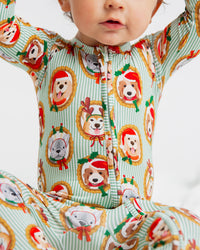 Baby Kids Bamboo Pajamas — Paw-liday Portraits Convertible Romper — Image 1