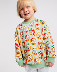 Baby Kids Bamboo Pajamas — Paw-liday Portraits Crew Neck Sweatshirt — Image 1