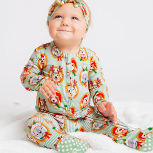 Baby Kids Bamboo Pajamas — Paw-liday Portraits Footie — Image 1