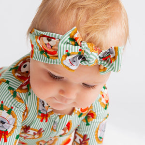 Baby Kids Bamboo Pajamas — Paw-liday Portraits Headwrap — Image 1