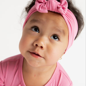 Baby Kids Bamboo Pajamas — Pink-a-Boo Headwrap — Image 1