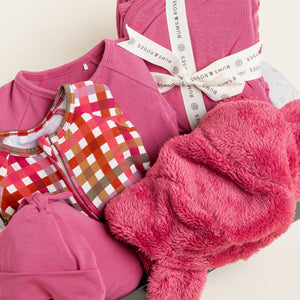Baby Kids Bamboo Pajamas — Plum Pickin’ + Plaid It Cool Newborn Bundle — Image 1