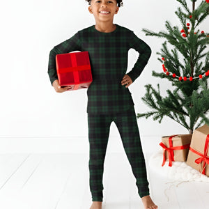 Baby Kids Bamboo Pajamas — Plaid Tidings Long Sleeve Pajama Set — Image 1
