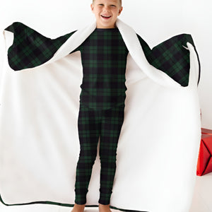 Baby Kids Bamboo Pajamas — Plaid Tidings Bum Bum Blanket - Plush — Image 1