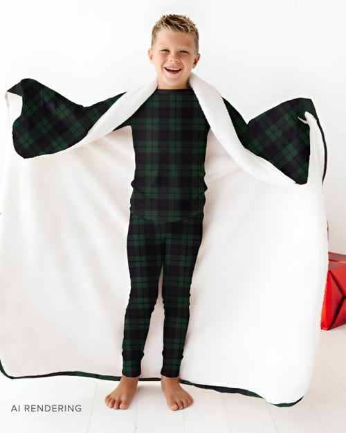 Baby Kids Bamboo Pajamas — Plaid Tidings Bum Bum Blanket - Plush — Image 1