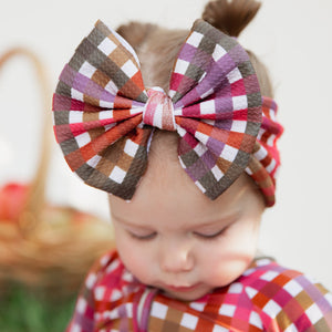 Baby Kids Bamboo Pajamas — Plaid It Cool Biggie Bow — Image 1