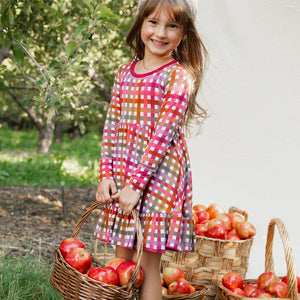 Baby Kids Bamboo Pajamas — Plaid It Cool Long Sleeve Dress & Shorts Set — Image 1