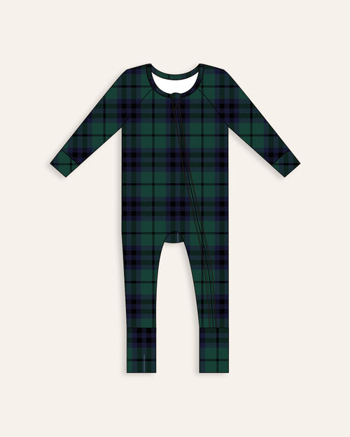 Baby Kids Bamboo Pajamas — Plaid Tidings Convertible Romper — Image 2