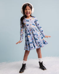 Baby Kids Bamboo Pajamas — Polar Express™ Long Sleeve Dress & Shorts Set — Image 1