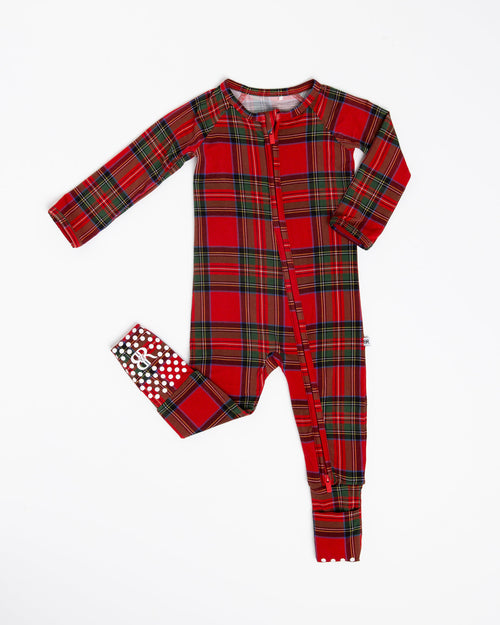 Baby Kids Bamboo Pajamas — Prepped & Plaid Convertible Romper — Image 2