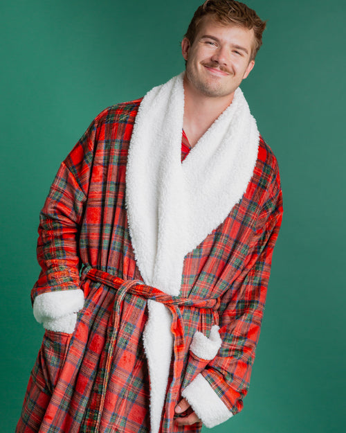 Baby Kids Bamboo Pajamas — Prepped & Plaid Adult Plush Robe — Image 6