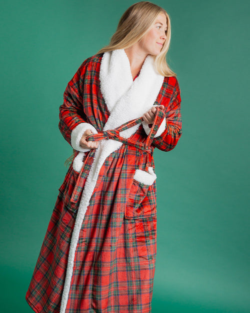 Baby Kids Bamboo Pajamas — Prepped & Plaid Adult Plush Robe — Image 2