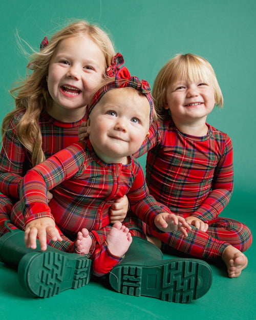 Baby Kids Bamboo Pajamas — Prepped & Plaid Convertible Romper — Image 7