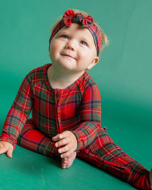 Baby Kids Bamboo Pajamas — Prepped & Plaid Convertible Romper — Image 1