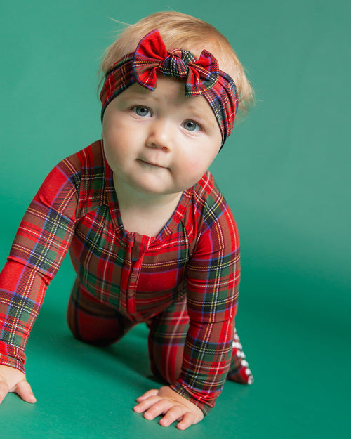 Baby Kids Bamboo Pajamas — Prepped & Plaid Convertible Romper — Image 9