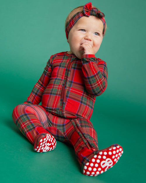 Baby Kids Bamboo Pajamas — Prepped & Plaid Footie — Image 1