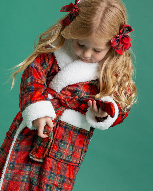 Baby Kids Bamboo Pajamas — Prepped & Plaid Kids Plush Robe — Image 3