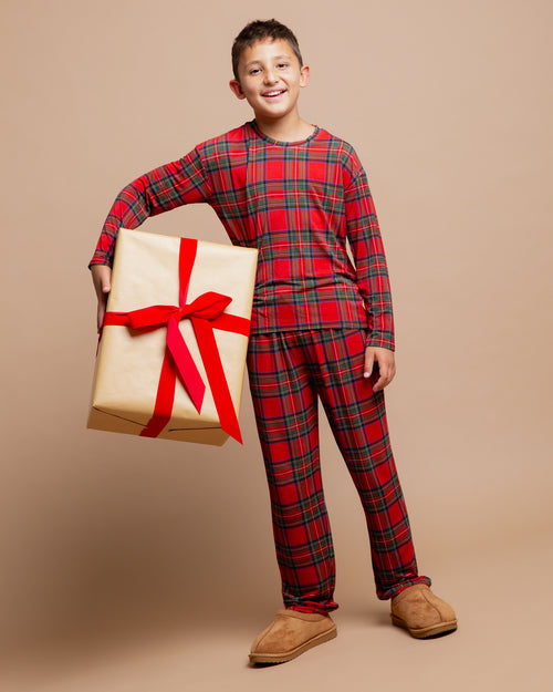 Baby Kids Bamboo Pajamas — Prepped & Plaid Relaxed Long Sleeve Top & Pants Everyday Set — Image 5