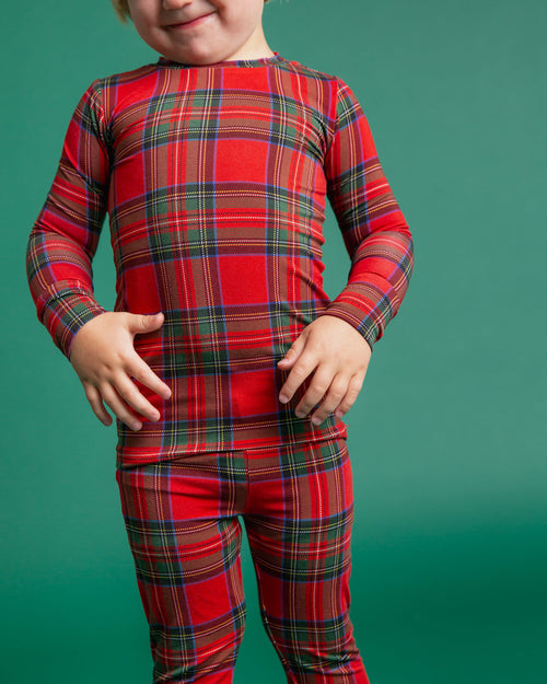 Baby Kids Bamboo Pajamas — Prepped & Plaid Long Sleeve Pajama Set — Image 4