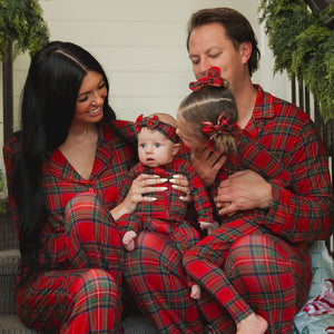 Baby Kids Bamboo Pajamas — Prepped & Plaid Women's Long Sleeve Collar Shirt & Pants Pajama Set — Image 1