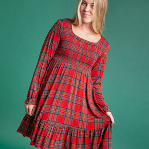 Baby Kids Bamboo Pajamas — Prepped & Plaid Women's Smocked Balloon Sleeve Dress — Image 1